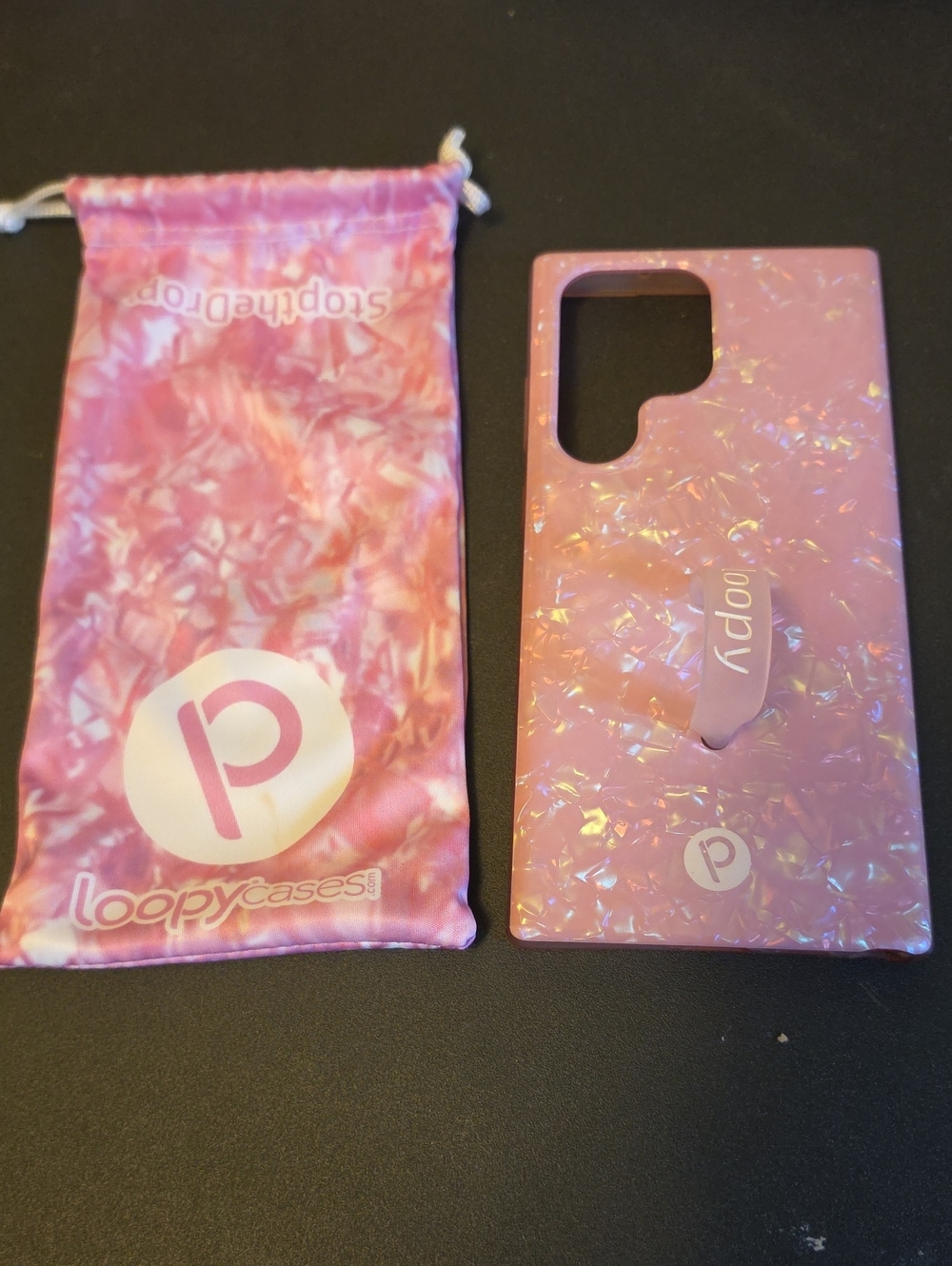 Loopy Case Iridescent Pink Phone Case with Loop Grip